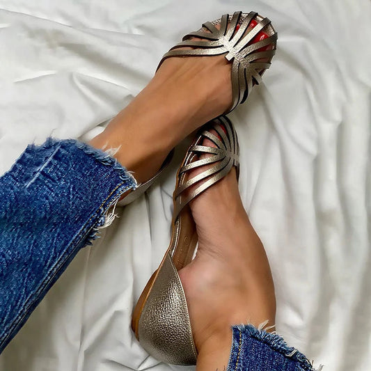 LIA | BAILARINAS CALADAS CON PUNTA ABIERTA - ZAPATOS ELEGANTES Y A LA MODA