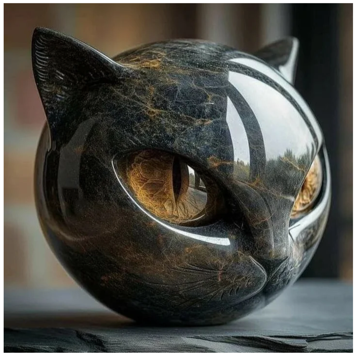 NYXCHARM - ESCULTURA DE CABEZA DE GATO NEGRO MÍSTICO