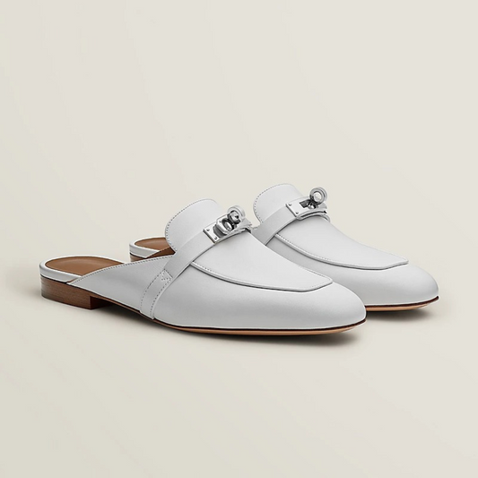 Épure™ | Mules elegantes de piel con detalle metálico