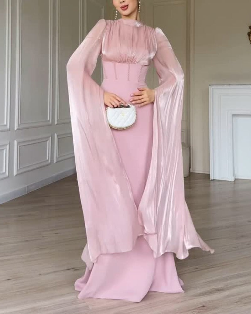 VESTIDO ROSA PERLA EVÉRYA ELEGANCIA Y SUEÑO CON MANGAS FAIRY