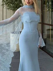 VESTIDO AJUSTADO LUNA DISEÑO DE ENCAJE ELEGANTE