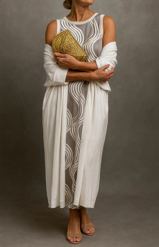 JIMENA VESTIDO SATINADO CON ESTOLA ELEGANTE