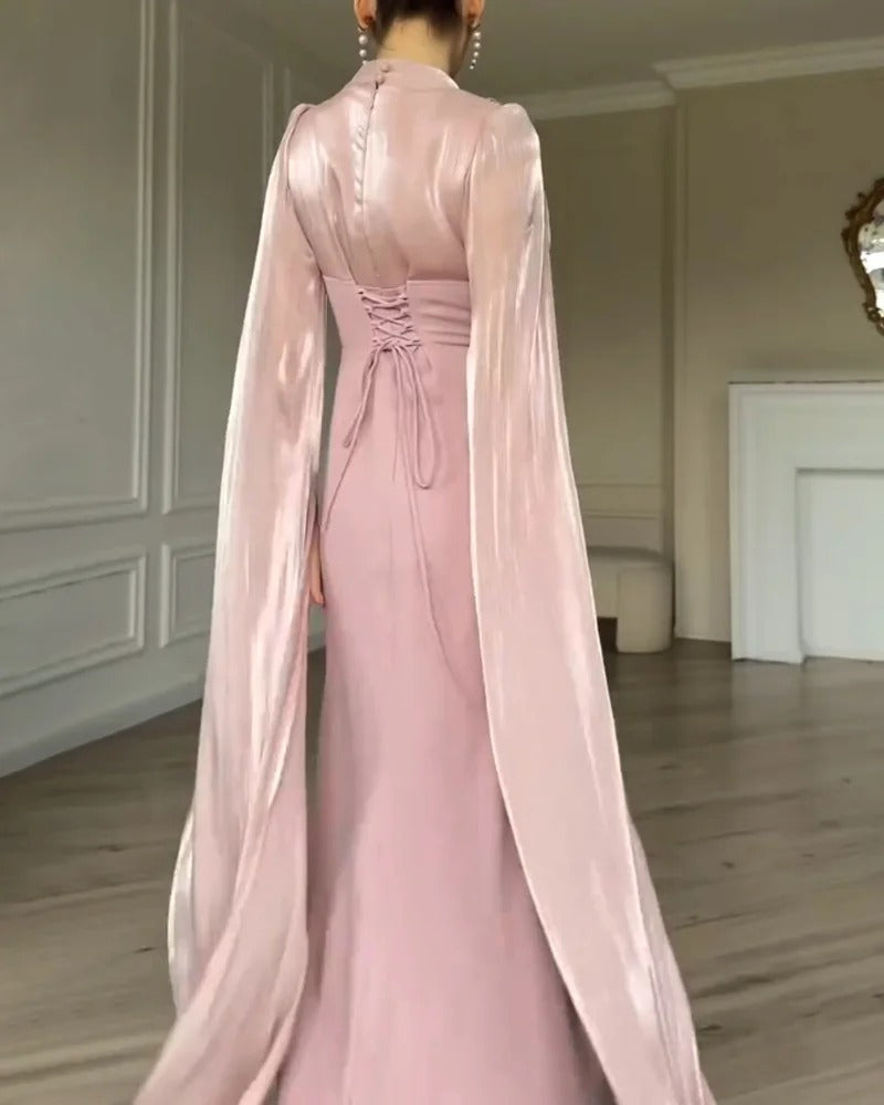 VESTIDO ROSA PERLA EVÉRYA ELEGANCIA Y SUEÑO CON MANGAS FAIRY