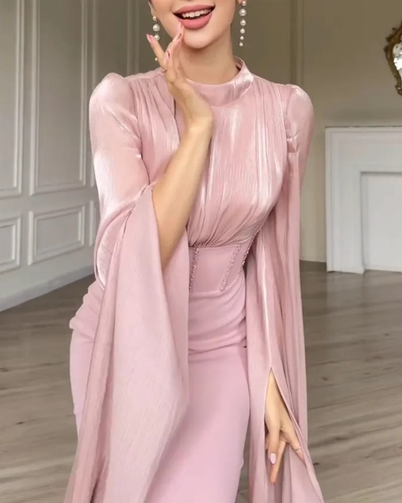 VESTIDO ROSA PERLA EVÉRYA ELEGANCIA Y SUEÑO CON MANGAS FAIRY
