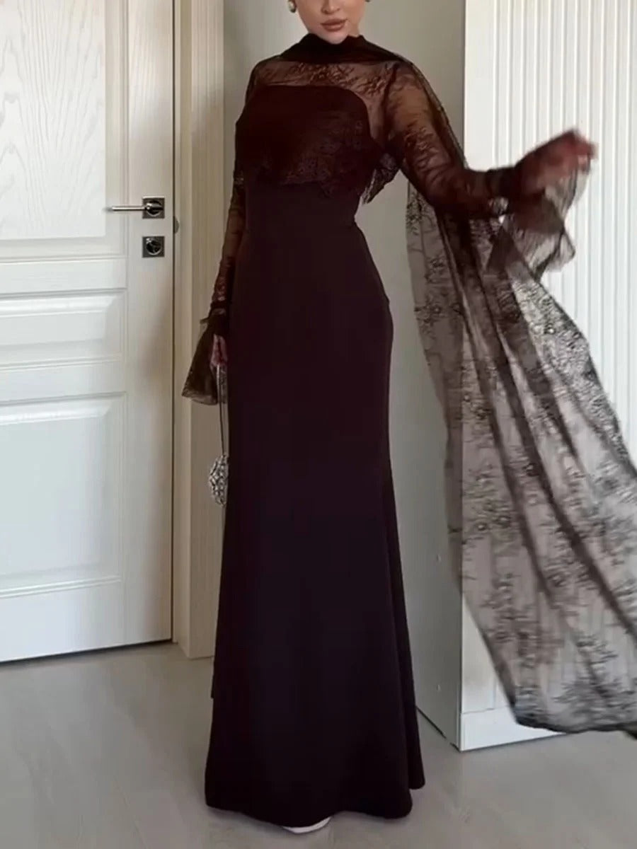 VESTIDO AJUSTADO LUNA DISEÑO DE ENCAJE ELEGANTE