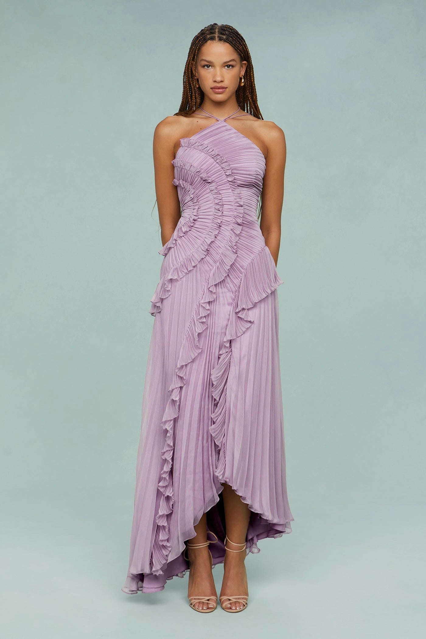 VESTIDO MIDI ROMÁNTICO PLISADO FRILLÉA