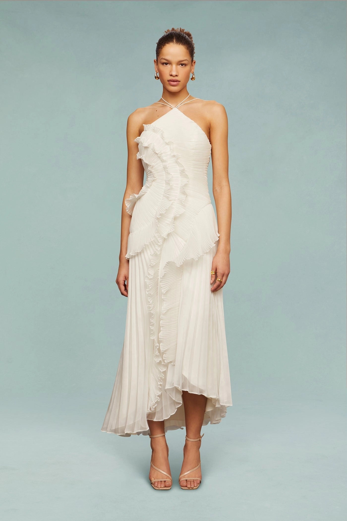 VESTIDO MIDI ROMÁNTICO PLISADO FRILLÉA