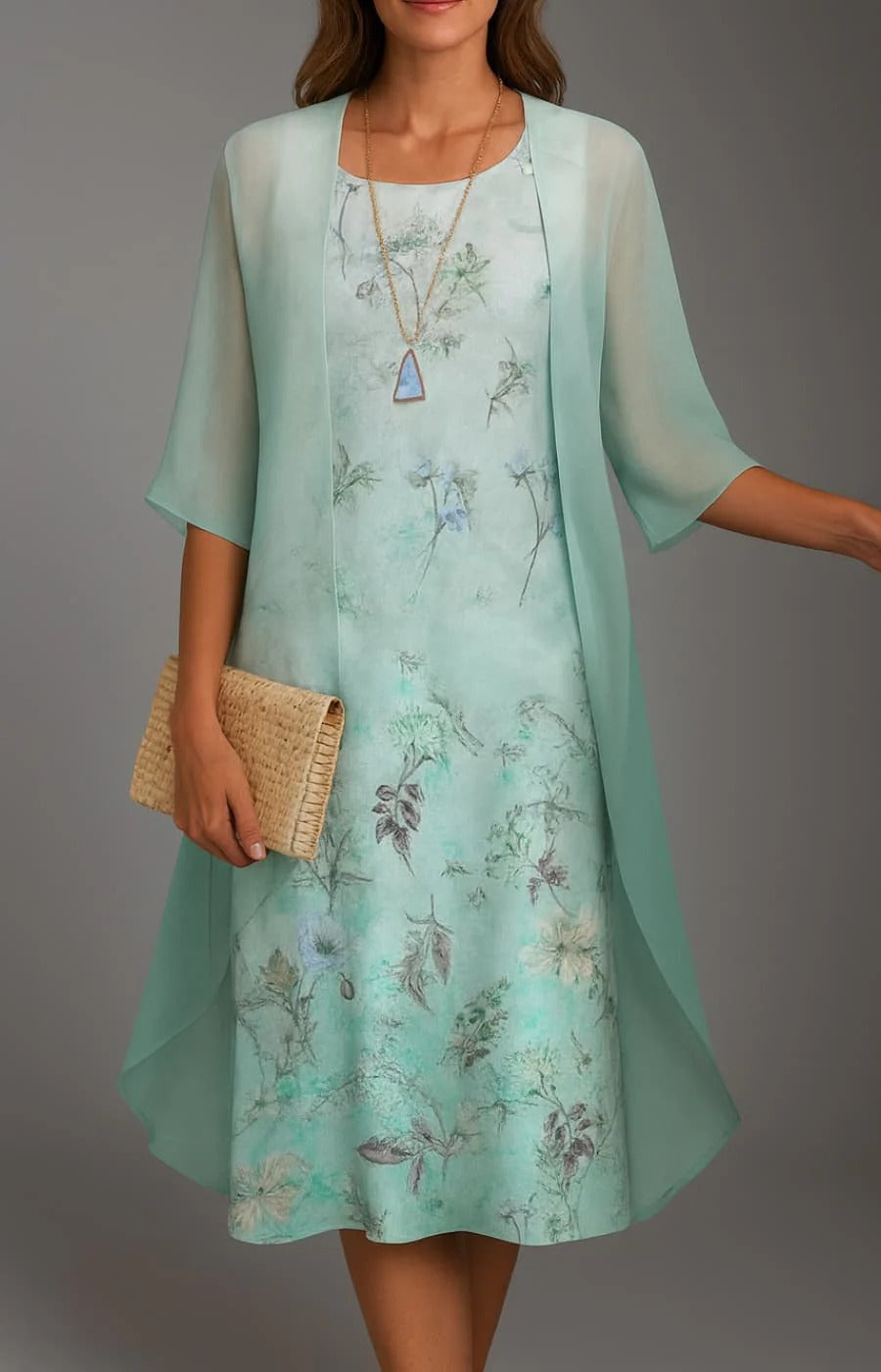 VESTIDO ISADORA ELEGANTE ROMÁNTICO CON ESTOLA