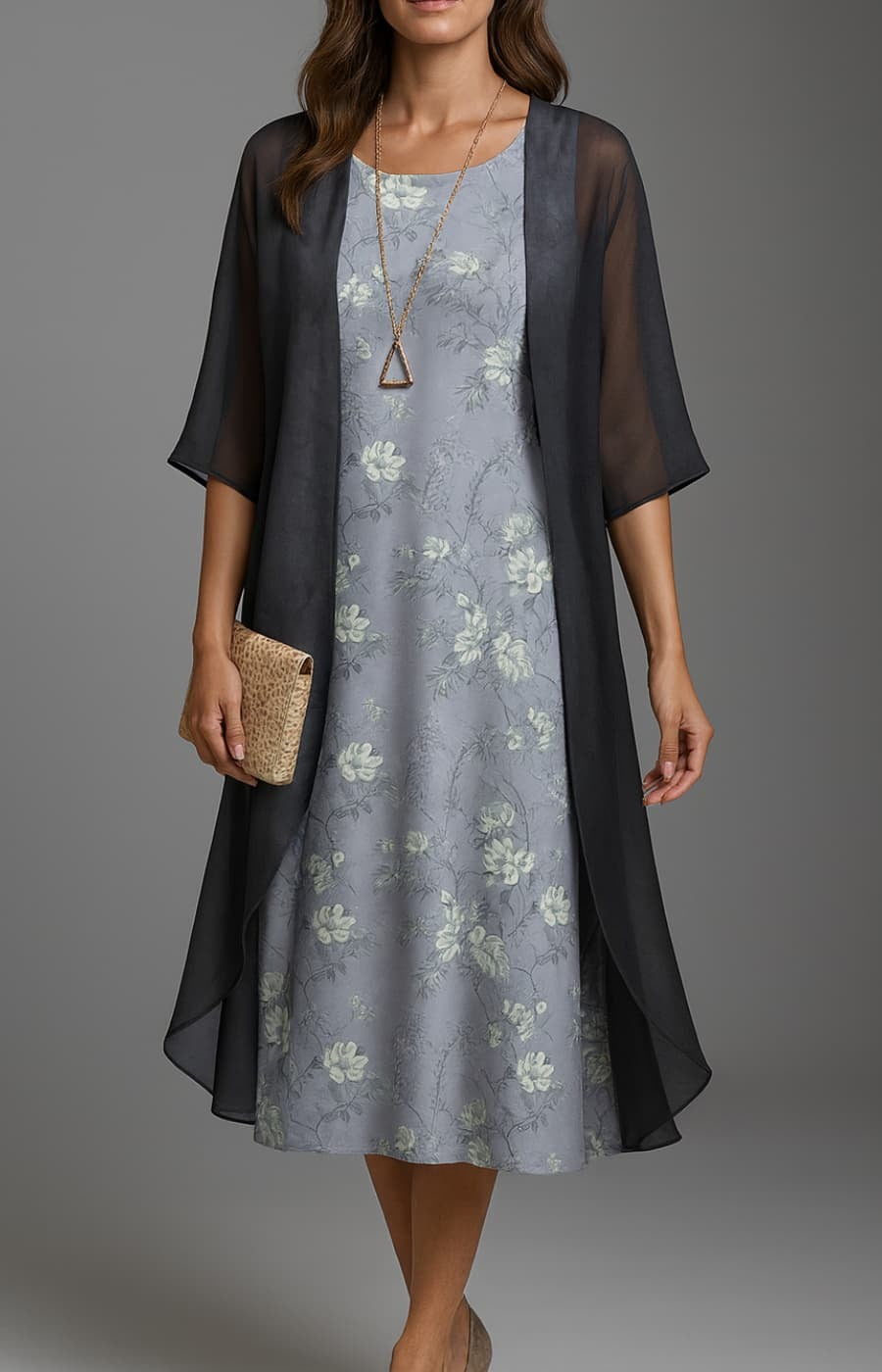 VESTIDO ISADORA ELEGANTE ROMÁNTICO CON ESTOLA