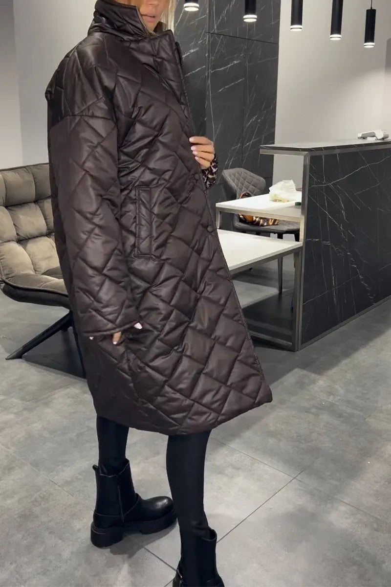 ALESSIA – ABRIGO REVERSIBLE CON FORRO DE LEOPARDO Y CORTE ENTALLADO