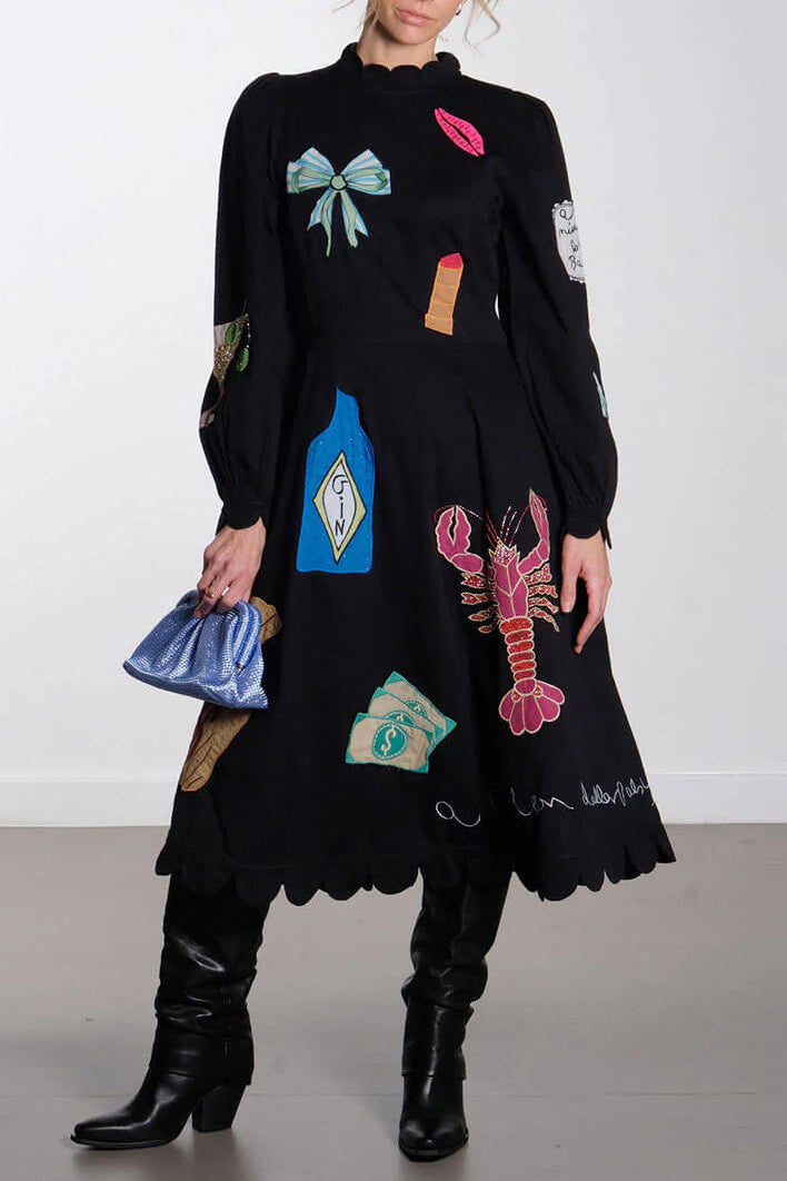 VESTIDO CON RIBETE DE VIEIRA GRAFITI LANGOSTA