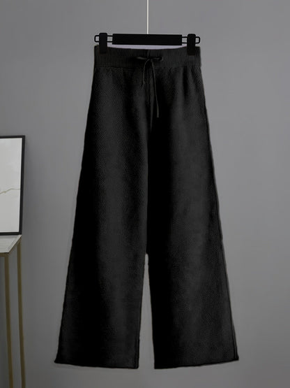 CONJUNTO ELEGANTE DE JERSEY Y PANTALONES ANCHOS PARA MUJER