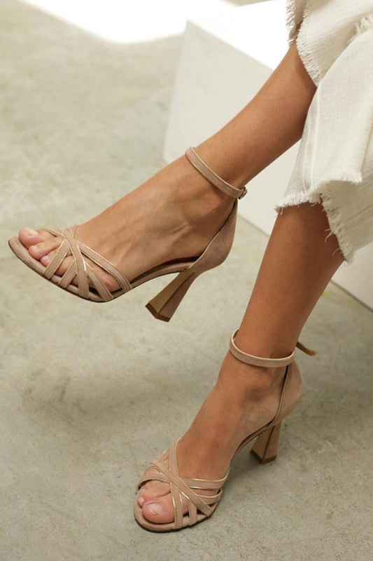 MARONA™ | SANDALIAS PATCHWORK CON PUNTA REDONDA Y TACÓN FINO