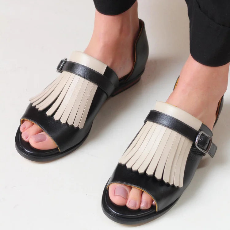 LUCREZIA | ELEGANTES SANDALIAS CON PLATAFORMA Y FLECOS A LA MODA