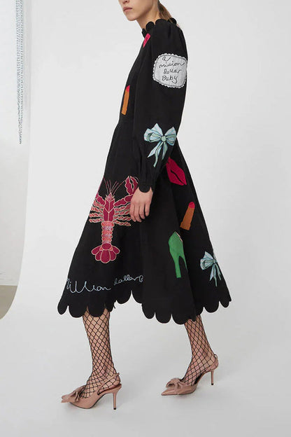 VESTIDO CON RIBETE DE VIEIRA GRAFITI LANGOSTA