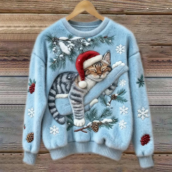 SERENA | SUÉTER NAVIDEÑO DE INVIERNO CON DISEÑO DE GATITO