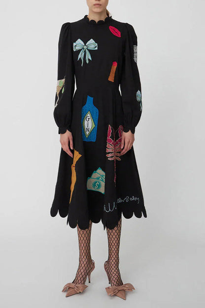 VESTIDO CON RIBETE DE VIEIRA GRAFITI LANGOSTA