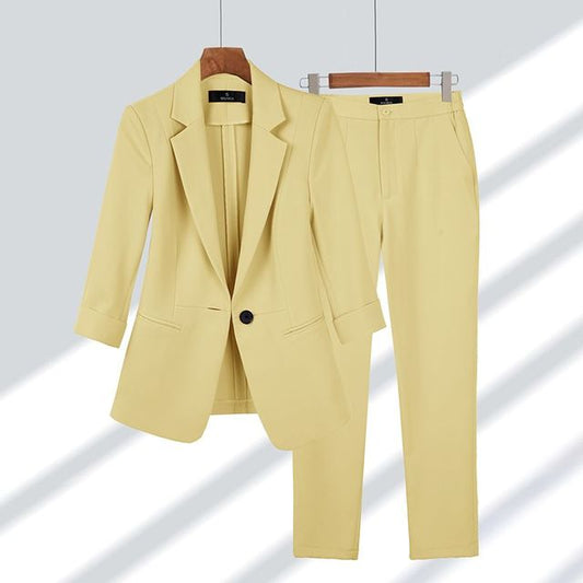 CONJUNTO ELEGANTE DE CHAQUETA Y PANTALÓN PARA MUJER ESTILO FORMAL