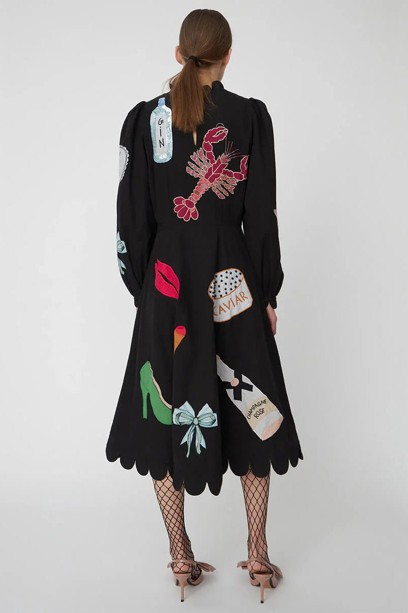 VESTIDO CON RIBETE DE VIEIRA GRAFITI LANGOSTA