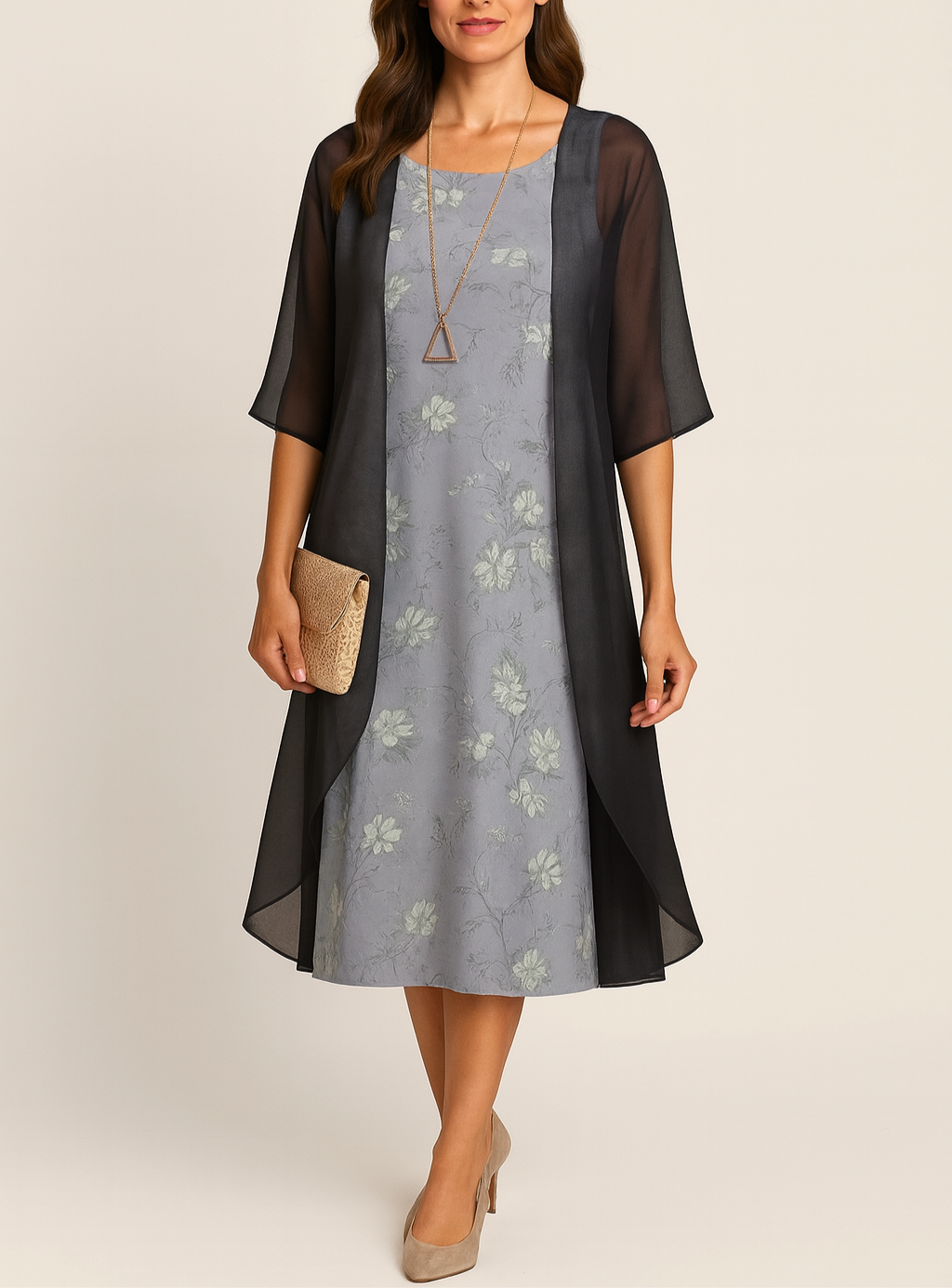 VESTIDO ISADORA ELEGANTE ROMÁNTICO CON ESTOLA