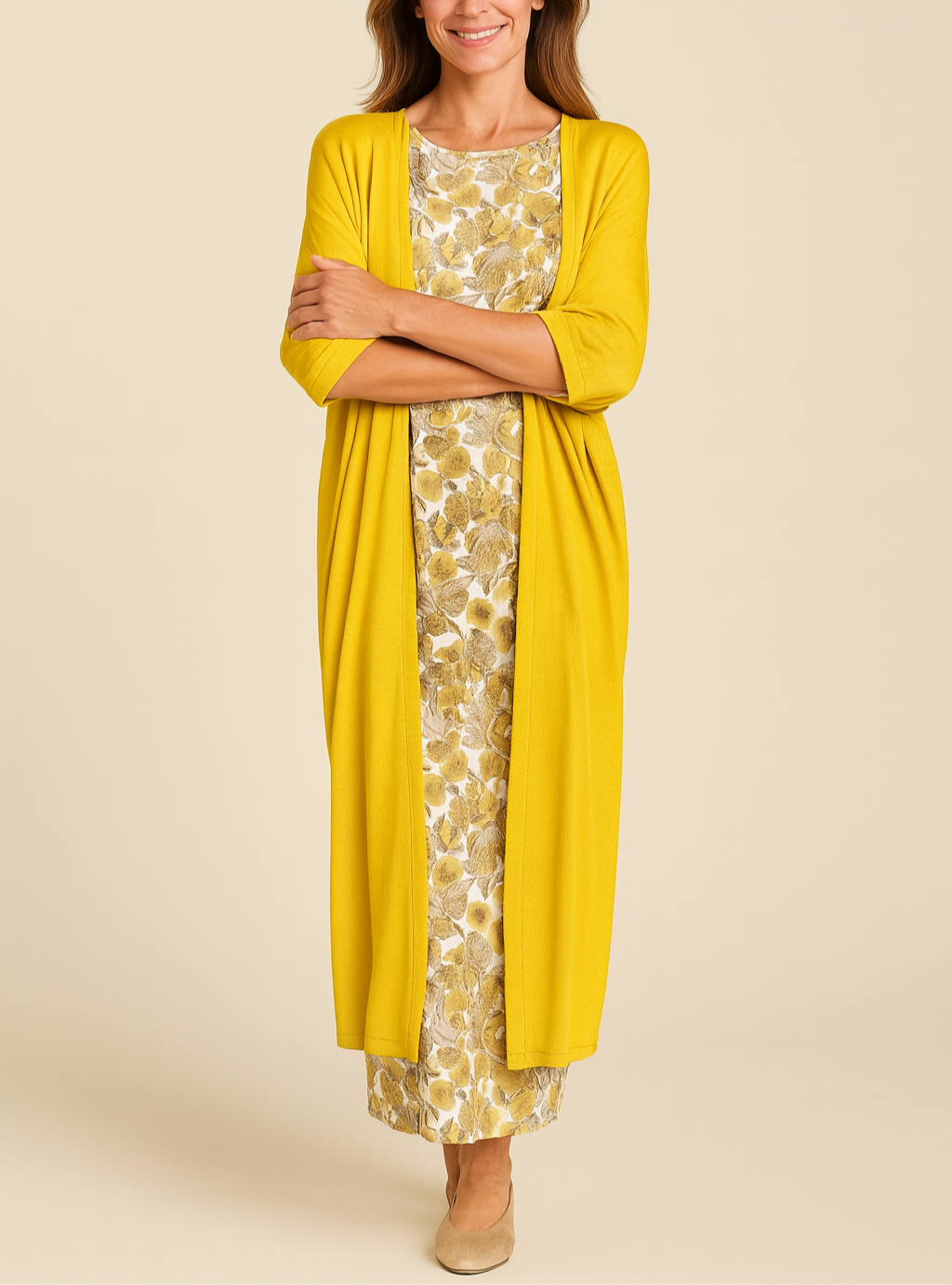 VESTIDO SOFÍA AMARILLO CON ESTOLA INCLUÍDA
