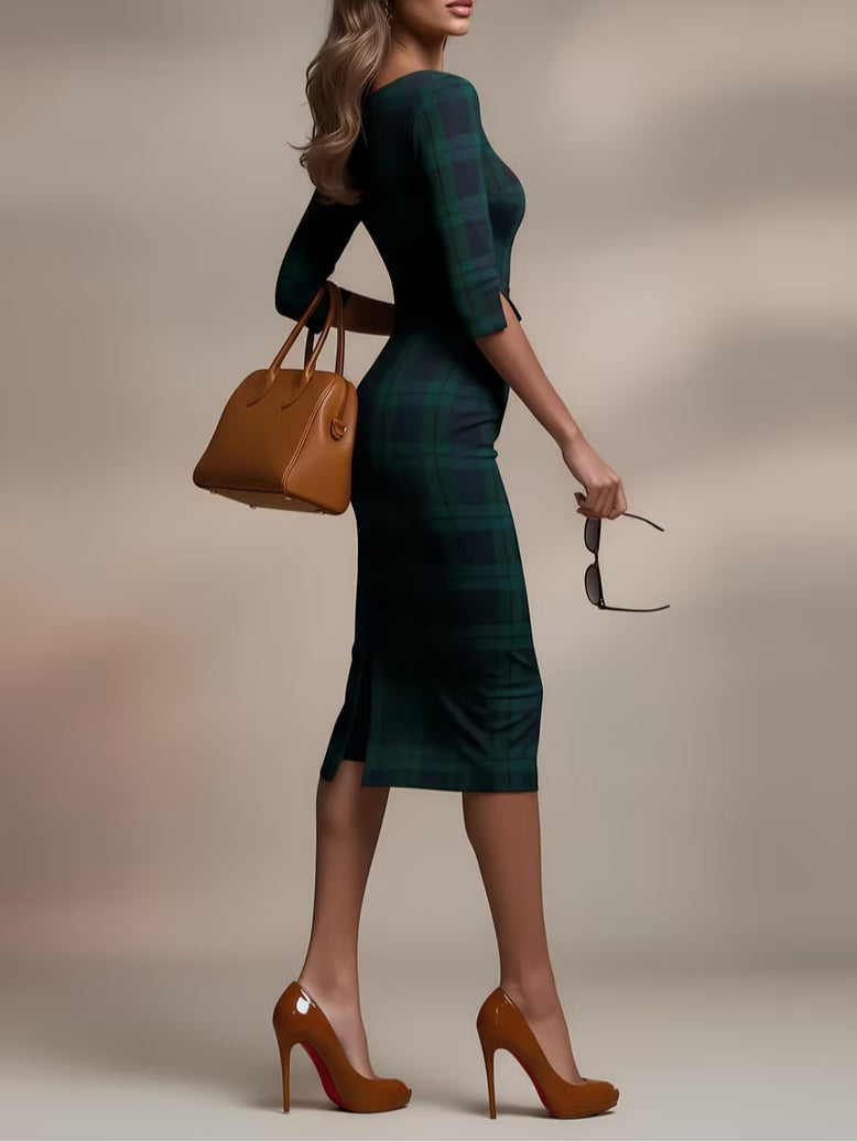 VERENA MIDI AJUSTADO A CUADROS TRADICIONAL