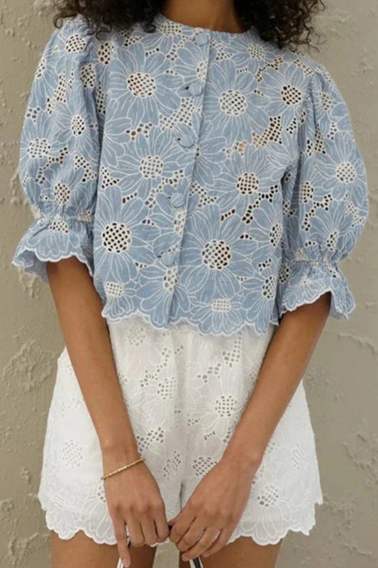 BLUSA AZUL FLORAL