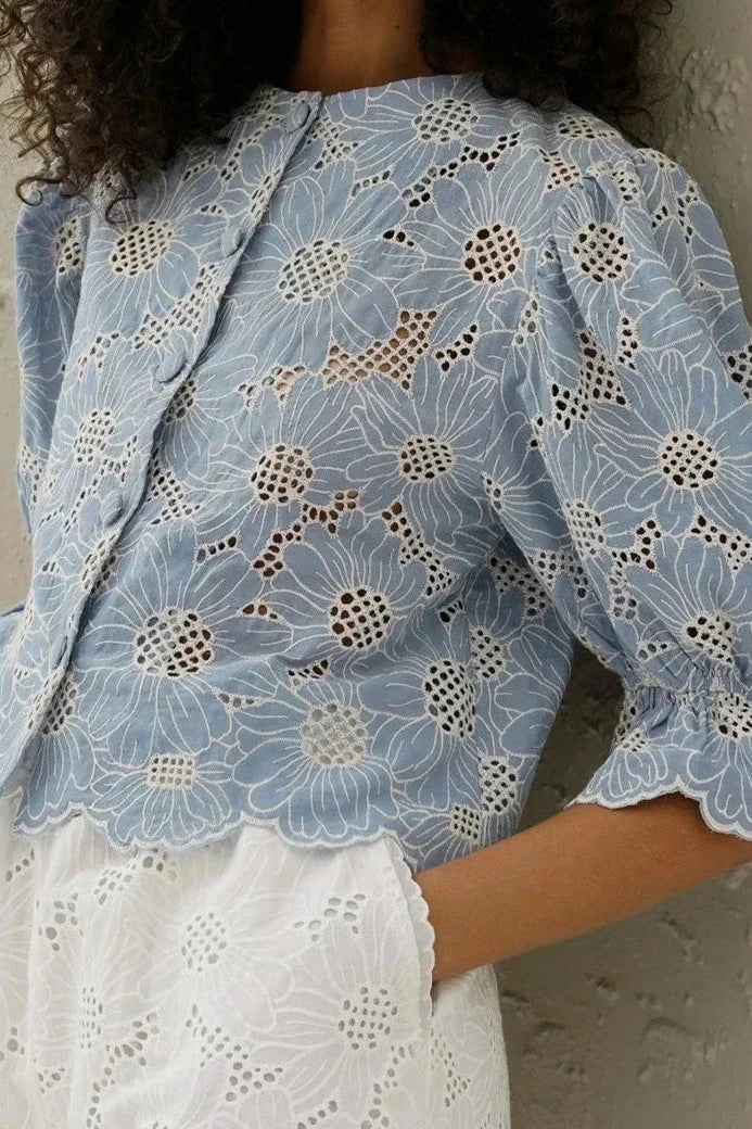 BLUSA AZUL FLORAL