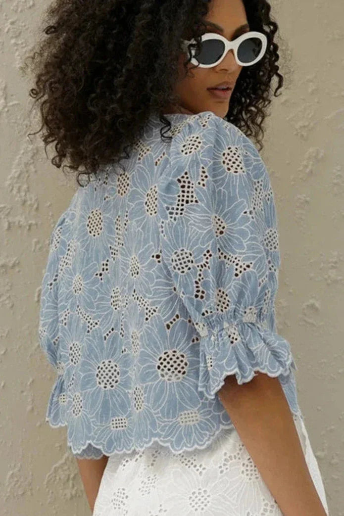BLUSA AZUL FLORAL