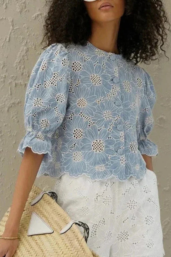 BLUSA AZUL FLORAL