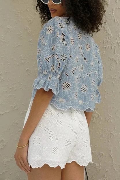 BLUSA AZUL FLORAL