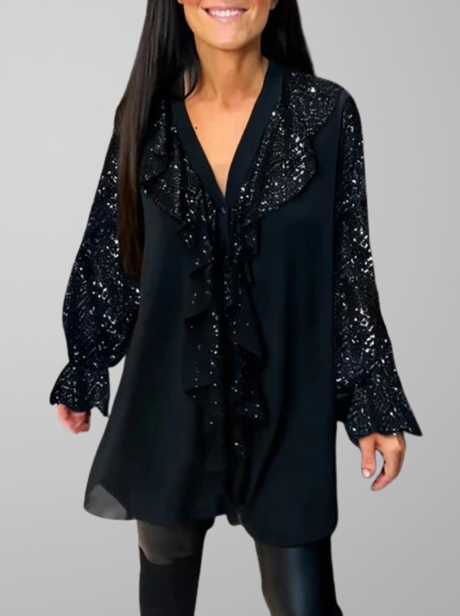 BLUSA FESTIVA LUMIÈRE GLAM™ – BRILLO ELEGANTE PARA NAVIDAD Y FIESTAS (EDICIÓN PREMIUM)