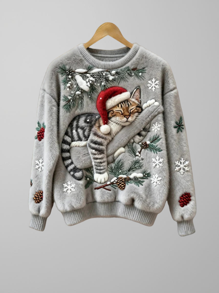 SERENA | SUÉTER NAVIDEÑO DE INVIERNO CON DISEÑO DE GATITO