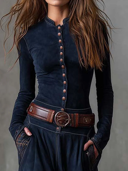 MARIELA  ELEGANCIA CLÁSICA DE  EN TARTÁN NAVY