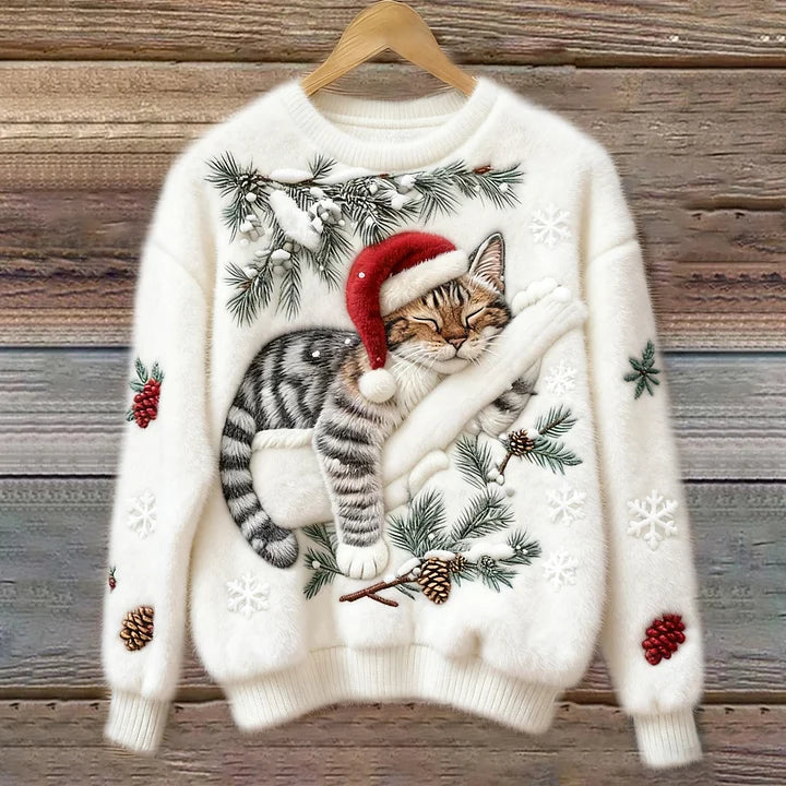 SERENA | SUÉTER NAVIDEÑO DE INVIERNO CON DISEÑO DE GATITO