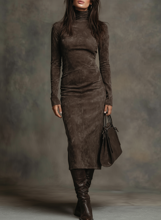 AURORA | VESTIDO MIDI LARGO MARRÓN