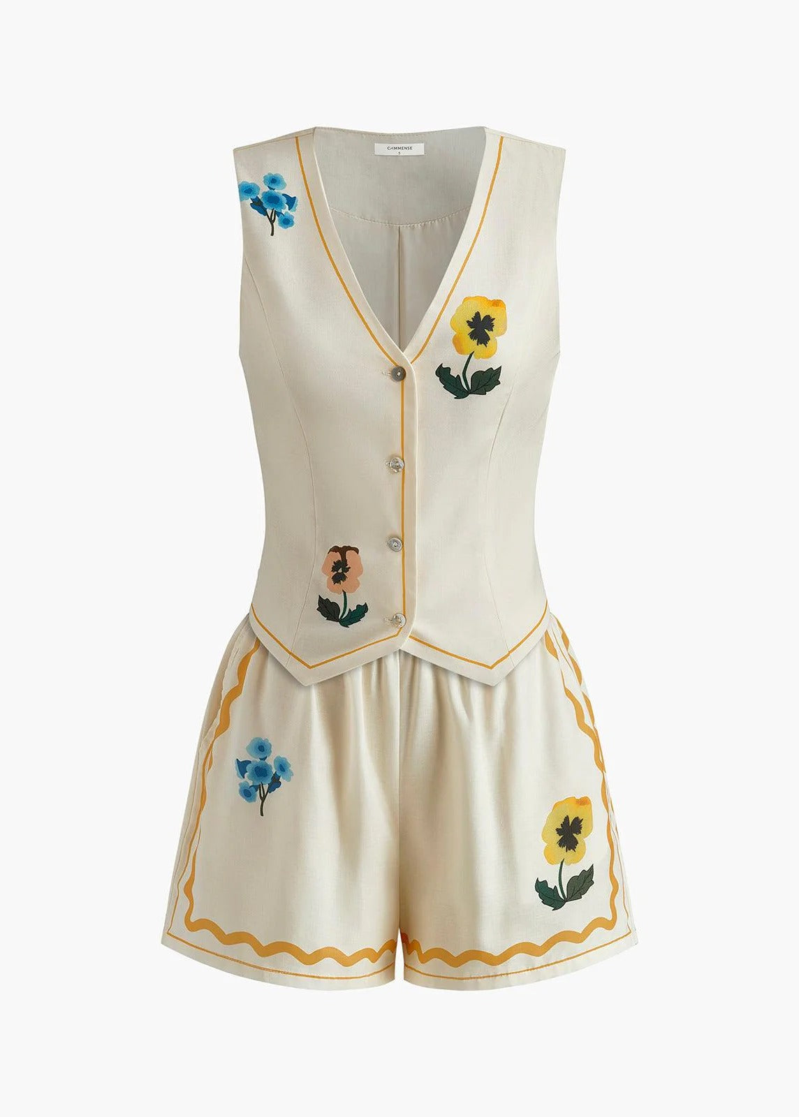 CONJUNTO FLORA CHIC PANTALONES CORTOS Y CAMISETA