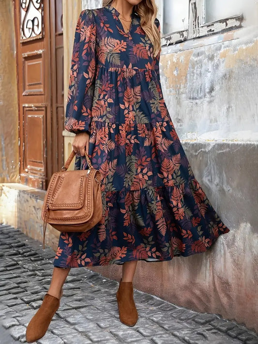 VESTIDO MIDI FLORENCE – ESTAMPADO BOTÁNICO CON MANGAS GLOBO