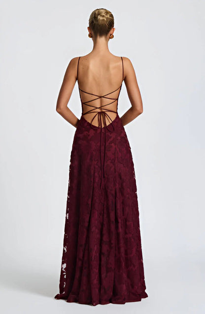 VESTIDO LARGO FRANCISA™ DE ENCAJE CON CORSET