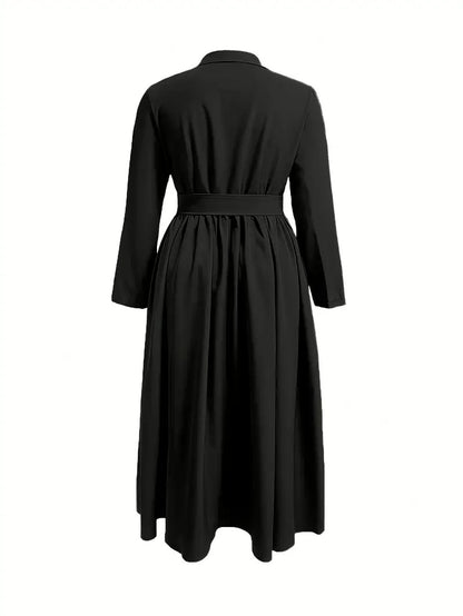 VESTIDO CHIC AMELIA – ELEGANTE MIDI CON BOTONES Y LAZO EN LA CINTURA