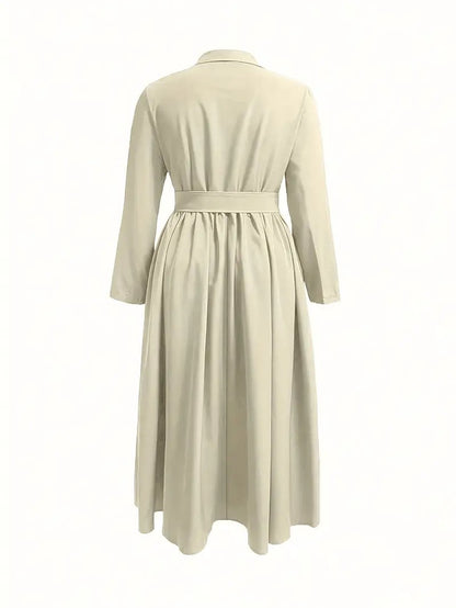 VESTIDO CHIC AMELIA – ELEGANTE MIDI CON BOTONES Y LAZO EN LA CINTURA