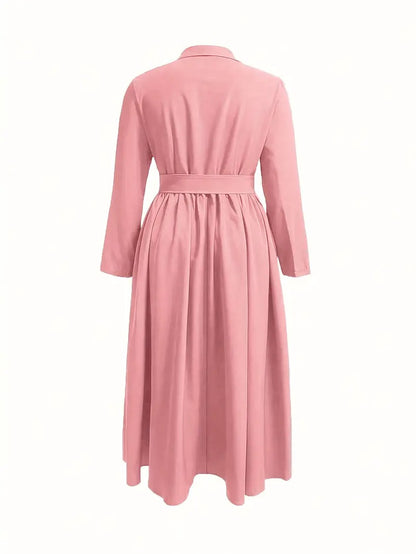 VESTIDO CHIC AMELIA – ELEGANTE MIDI CON BOTONES Y LAZO EN LA CINTURA