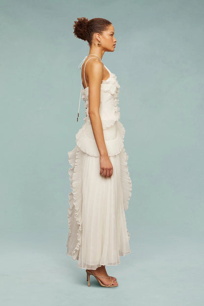 VESTIDO MIDI ROMÁNTICO  PLISADO FRILLÉA