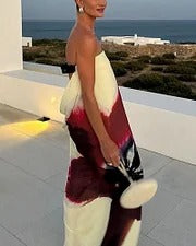 VESTIDO SIN ESPALDA SERENA  ESTAMPADO DE MODA Y DISEÑO ELEGANTE