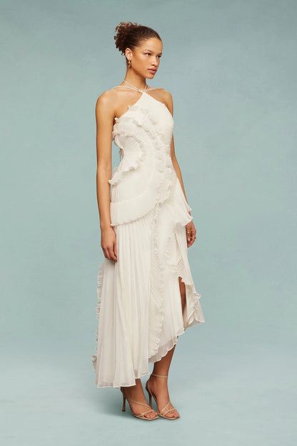 VESTIDO MIDI ROMÁNTICO  PLISADO FRILLÉA