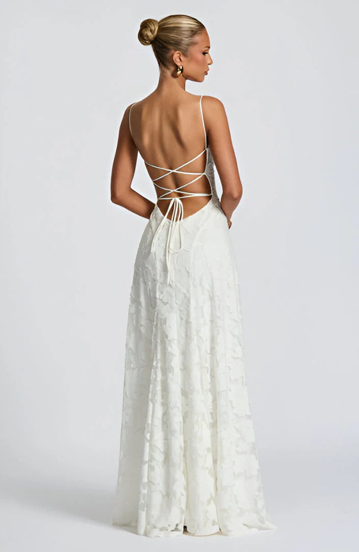 VESTIDO LARGO FRANCISA™ DE ENCAJE CON CORSET