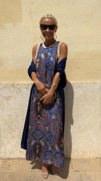 VESTIDO BLUE MOON ELEGANTE CON ESTOLA