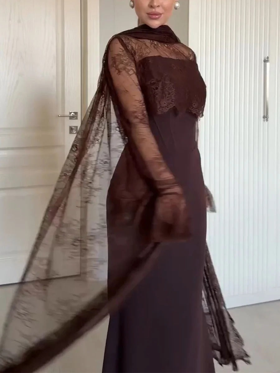 VESTIDO AJUSTADO LUNA DISEÑO DE ENCAJE ELEGANTE