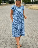 NELIA VESTIDO DE VERANO CON CUELLO REDONDO Y BONITO ESTAMPADO