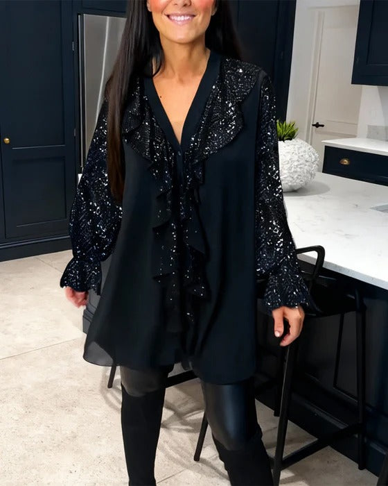 BLUSA FESTIVA LUMIÈRE GLAM™ – BRILLO ELEGANTE PARA NAVIDAD Y FIESTAS (EDICIÓN PREMIUM)